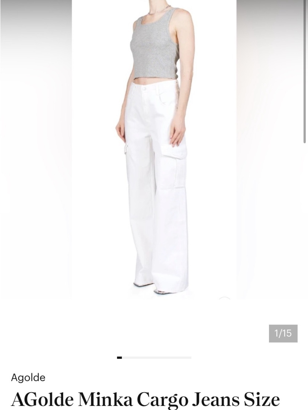 Agolde White Wide-Leg Minka Cargo Jeans